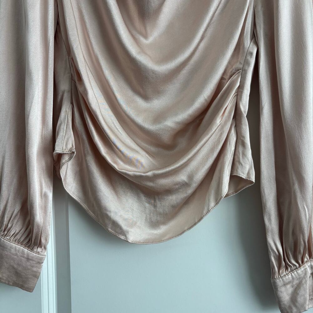 ASTR the Label Lilith Satin Cowl Neck Long Sleeve Blouse Top Pink Size XS EUC - Picture 8 of 11